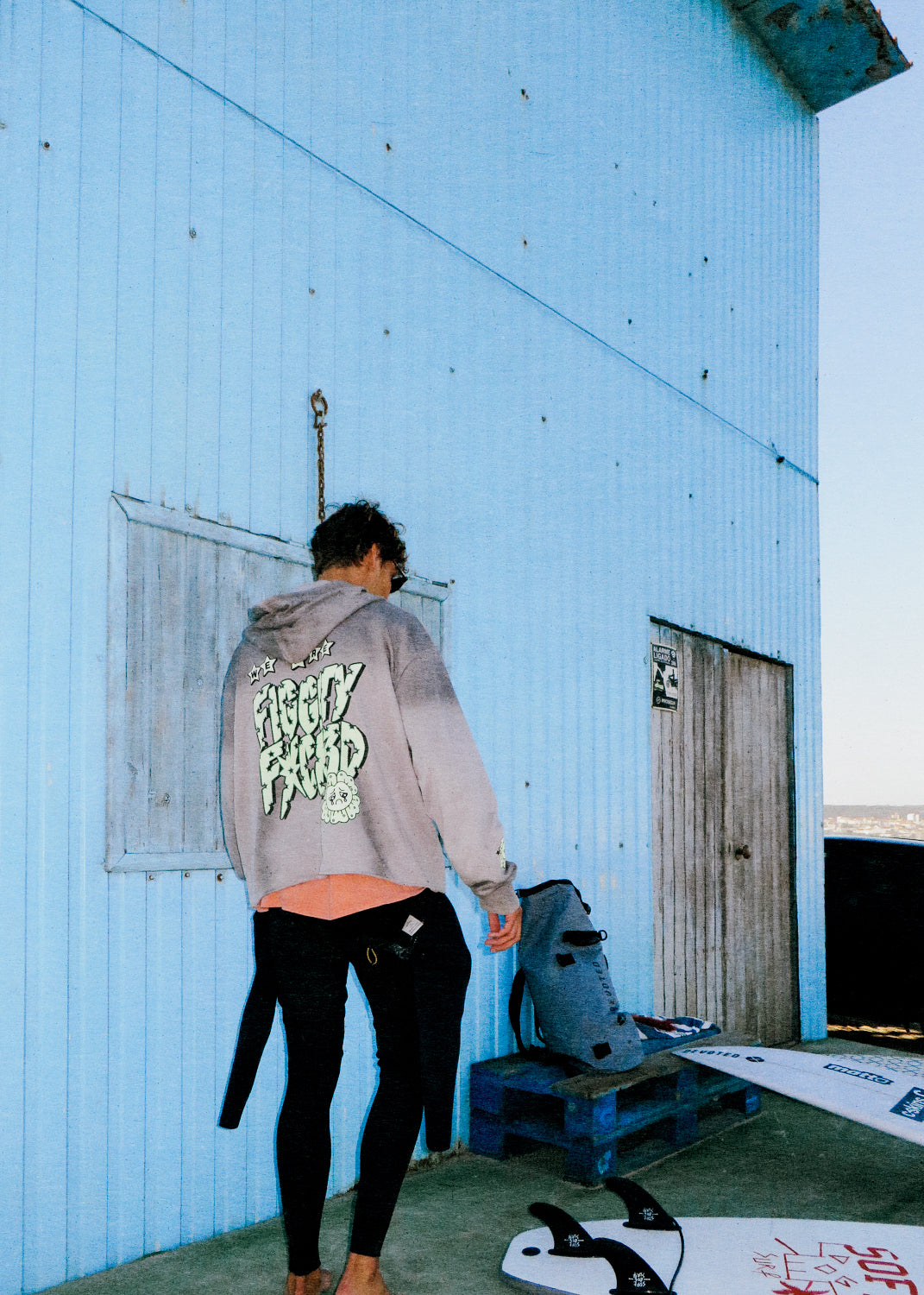 Figgity F*cked Yellow Hoodie Grey