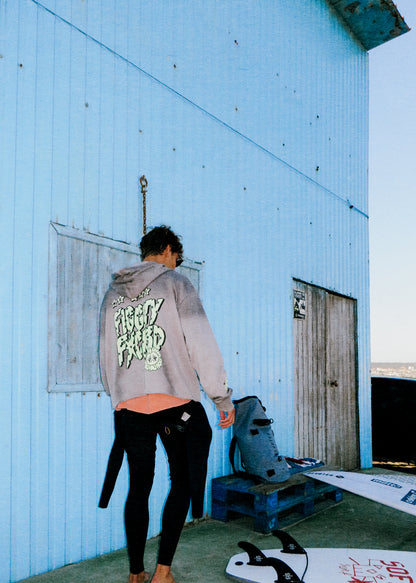 Figgity F*cked Yellow Hoodie Grey