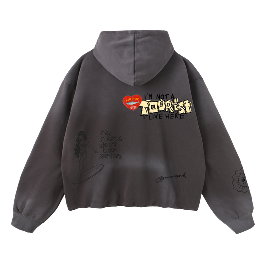 No Tourist Hoodie Washed Mocha