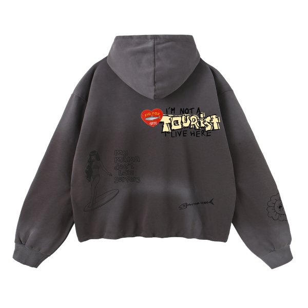 No Tourist Hoodie Washed Mocha