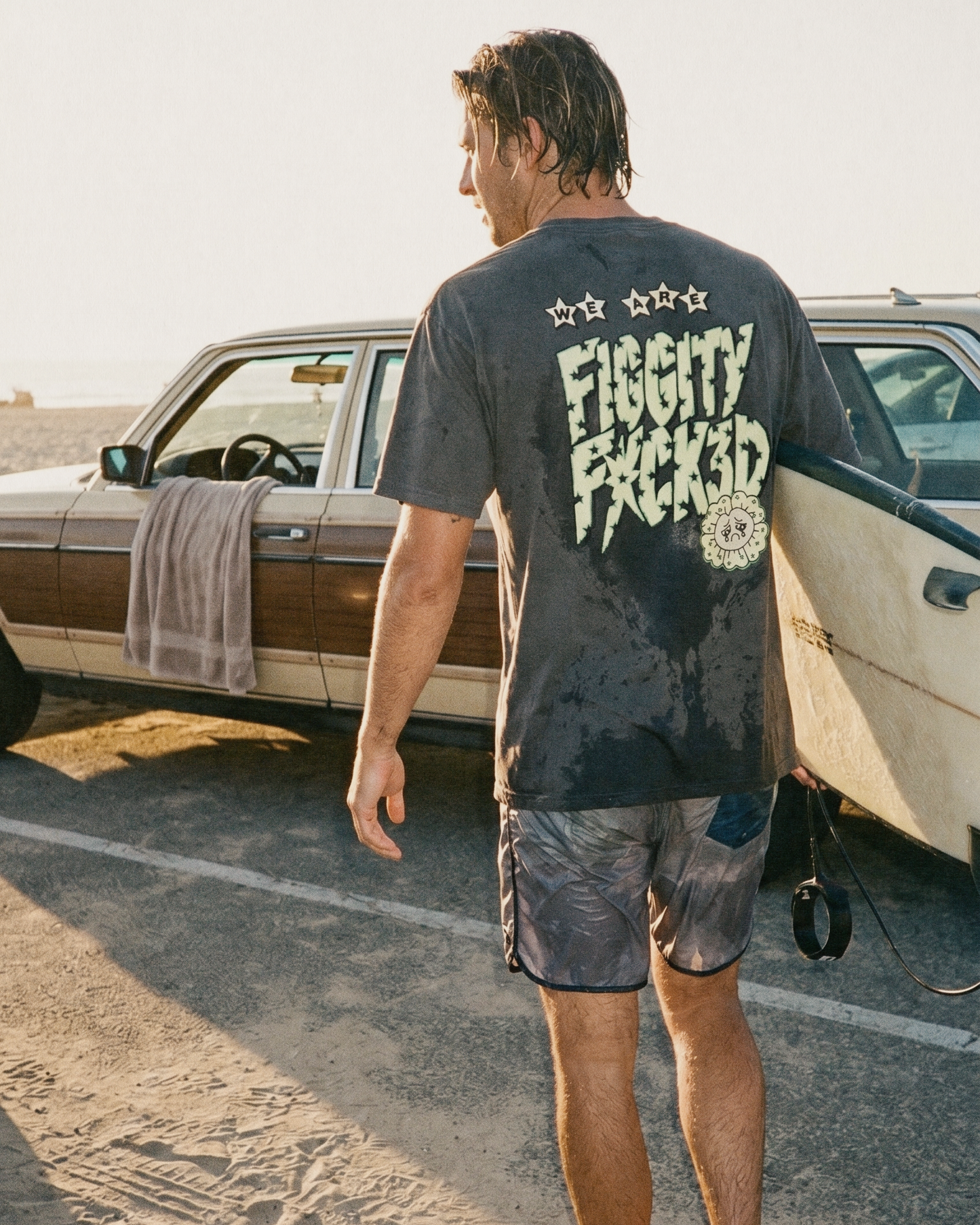 Figgity F*cked Yellow T-Shirt Vintage Grey