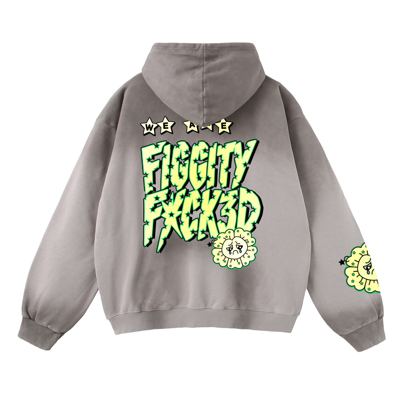 Figgity F*cked Yellow Hoodie Washed Taupe