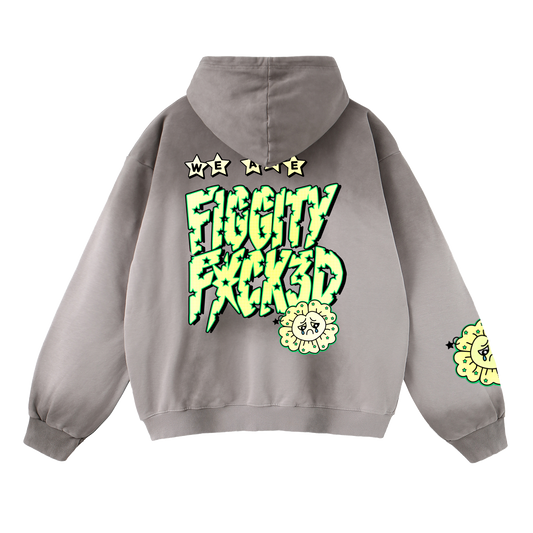 Figgity F*cked Yellow Hoodie Washed Taupe