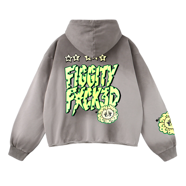 Figgity F*cked Yellow Hoodie Washed Taupe