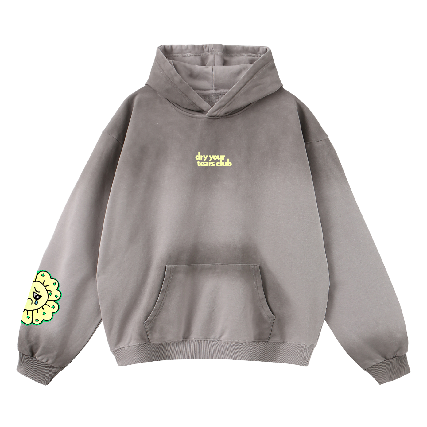 Figgity F*cked Yellow Hoodie Washed Taupe