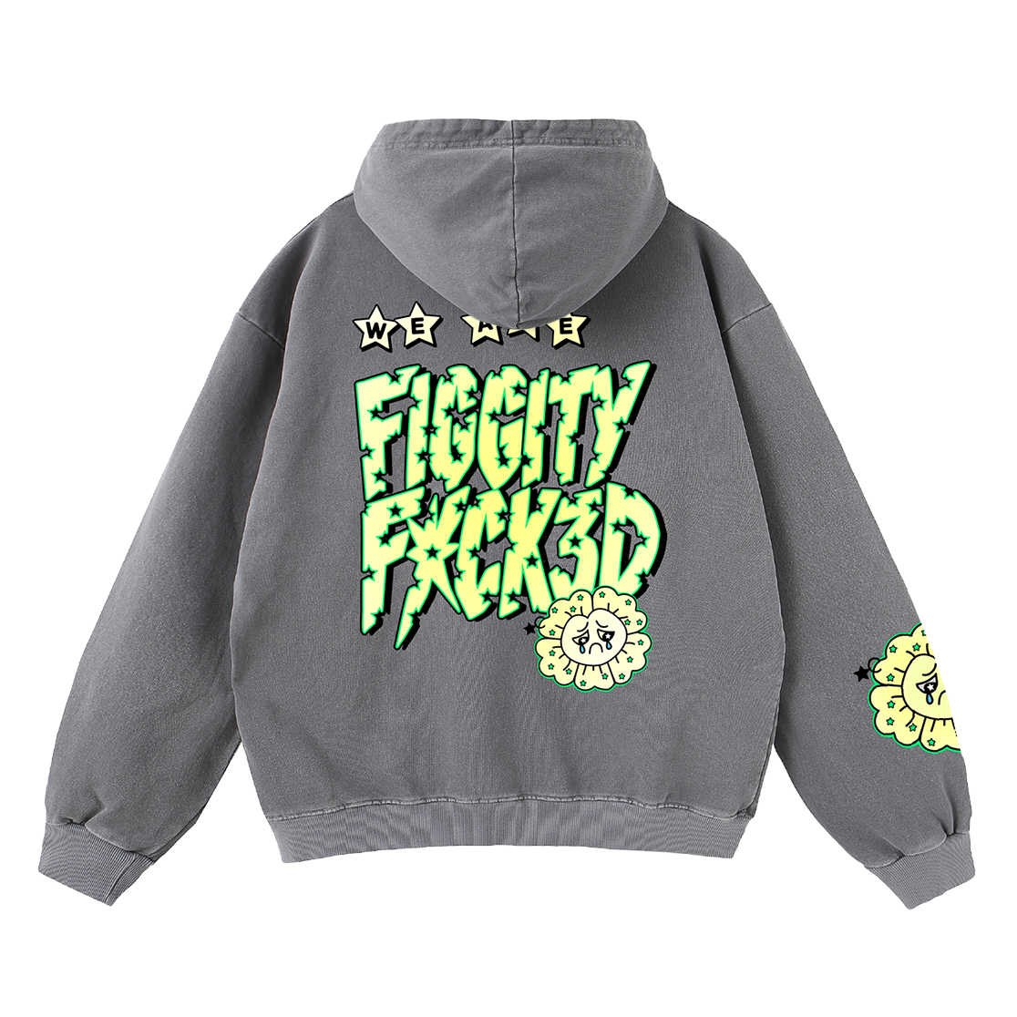 Figgity F*cked Yellow Hoodie Grey