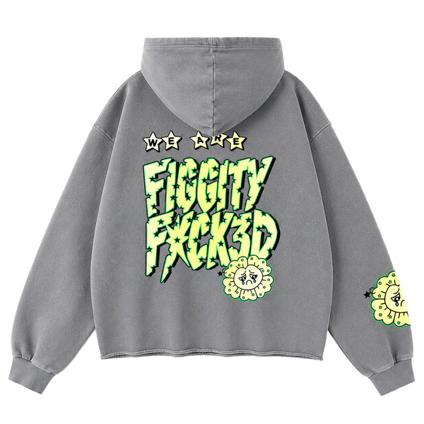 Figgity F*cked Yellow Hoodie Grey