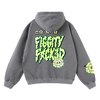 Figgity F*cked Yellow Hoodie Grey