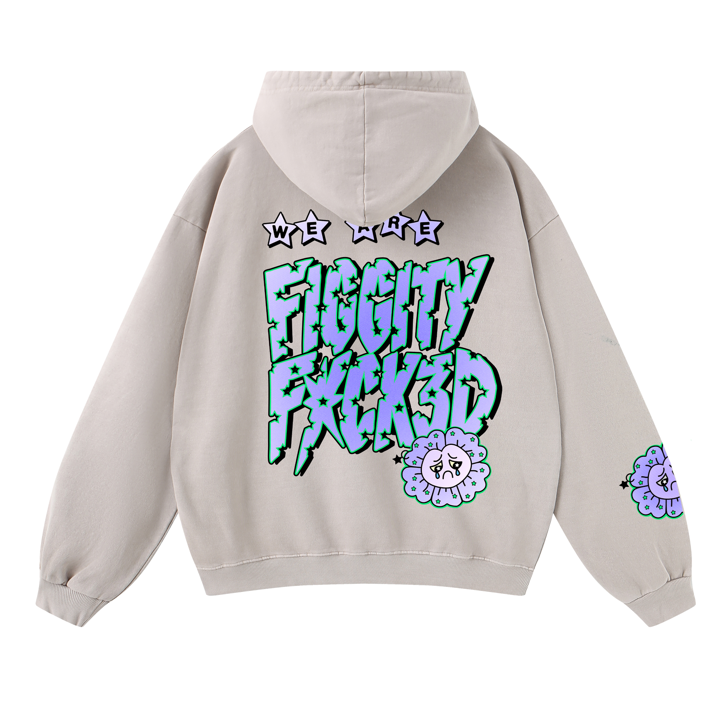 Figgity F*cked Blue Hoodie Ash Grey