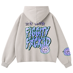Figgity F*cked Blue Hoodie Ash Grey
