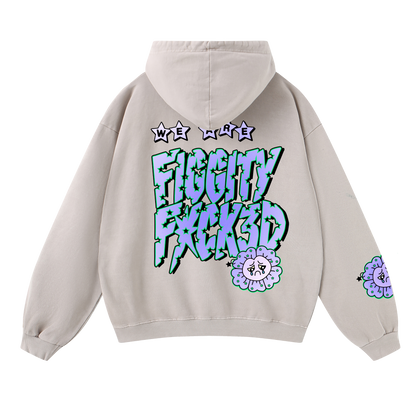Figgity F*cked Blue Hoodie Ash Grey
