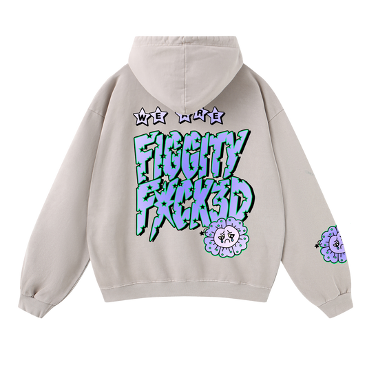 Figgity F*cked Blue Hoodie Ash Grey