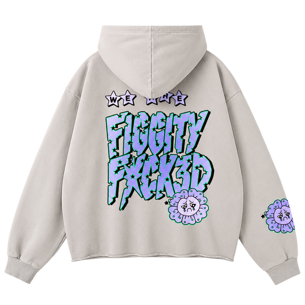 Figgity F*cked Blue Hoodie Ash Grey