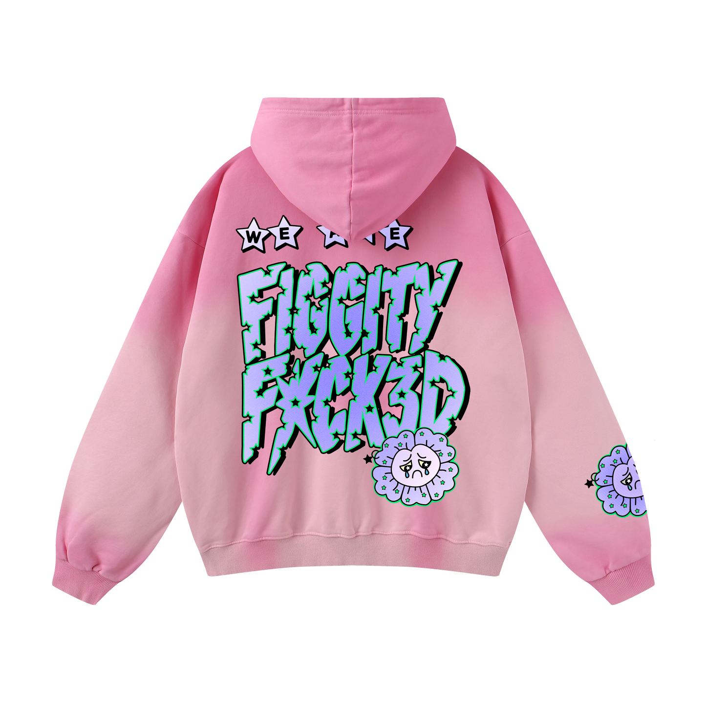 Figgity F*cked Blue Hoodie Washed Pink