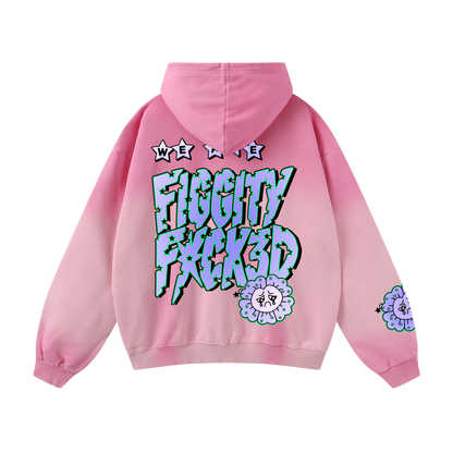 Figgity F*cked Blue Hoodie Washed Pink
