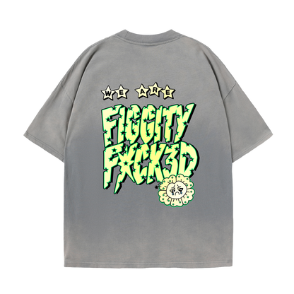 Figgity F*cked Yellow T-Shirt Washed Grey