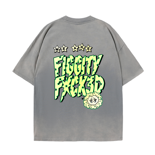 Figgity F*cked Yellow T-Shirt Washed Grey