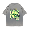 Figgity F*cked Yellow T-Shirt Washed Grey
