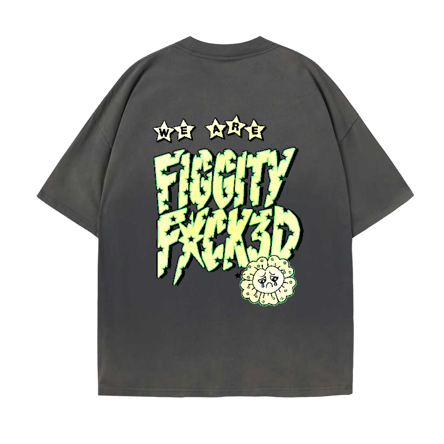 Figgity F*cked Yellow T-Shirt Vintage Grey
