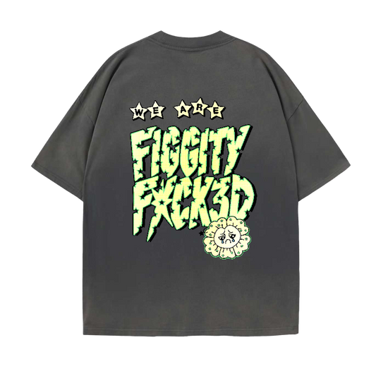 Figgity F*cked Yellow T-Shirt Vintage Grey