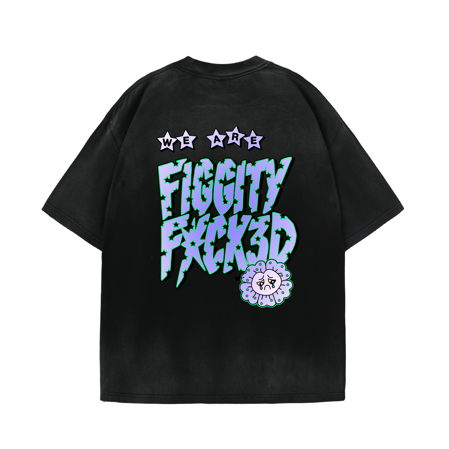 Figgity F*cked Blue T-Shirt Washed Charcoal