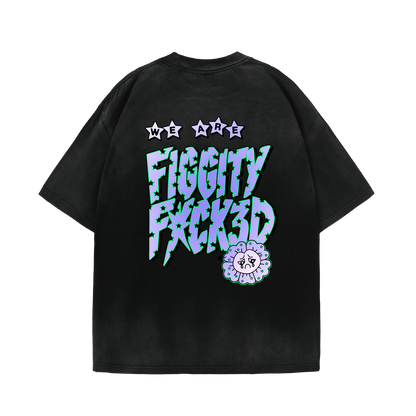 Figgity F*cked Blue T-Shirt Washed Charcoal