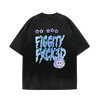 Figgity F*cked Blue T-Shirt Washed Charcoal