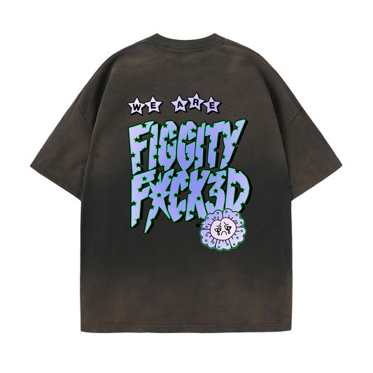 Figgity F*cked Blue T-Shirt Washed Stone Brown