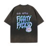Figgity F*cked Blue T-Shirt Washed Stone Brown