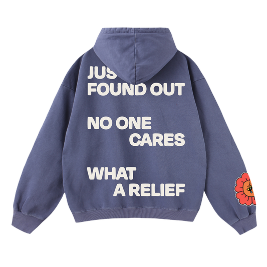 No One Cares Hoodie Blue