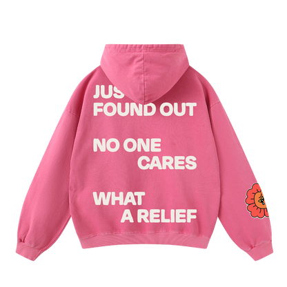 No One Cares Hoodie Pink