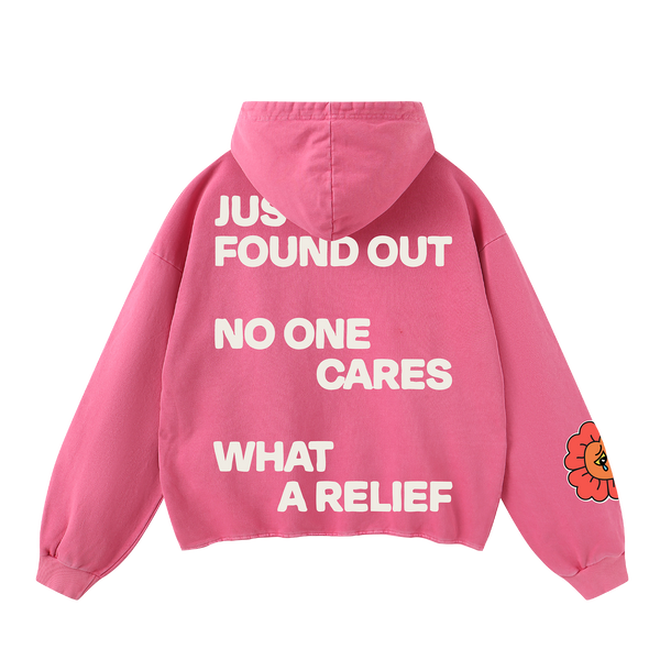 No One Cares Hoodie Pink