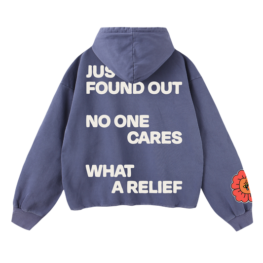 No One Cares Hoodie Blue