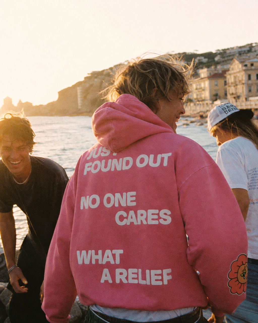 No One Cares Hoodie Pink