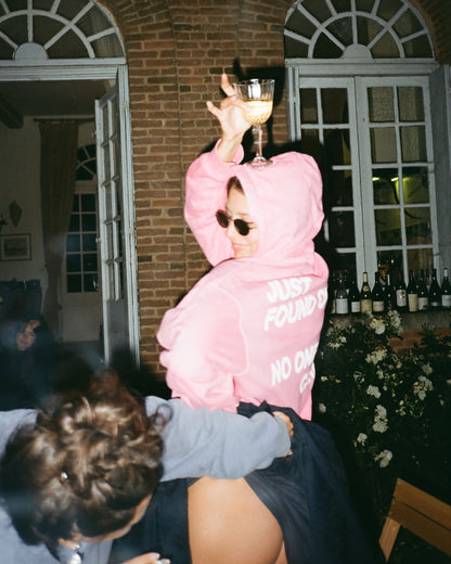 No One Cares Hoodie Pink